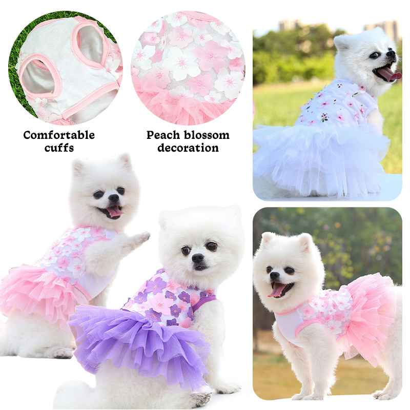 Đầm Vải Gạc Phối Ren Dễ Thương Thời Trang Mùa Hè Cho Thú Cưng