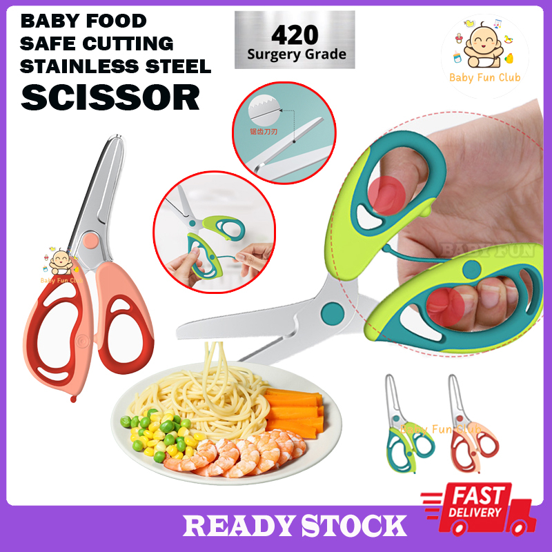 Kéo Cắt Thức Ăn Đồ Ăn Dặm Hogokids Chuyên Dụng Cho Bé Bằng Nhựa ABS 420 Thép Không Gỉ Kéo Đa Năng 宝宝辅食剪刀