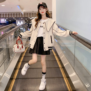 Áo Khoác Bóng Chày In Chữ Thời Trang Mùa Thu Dành Cho Bé Gái 3-14 Tuổi