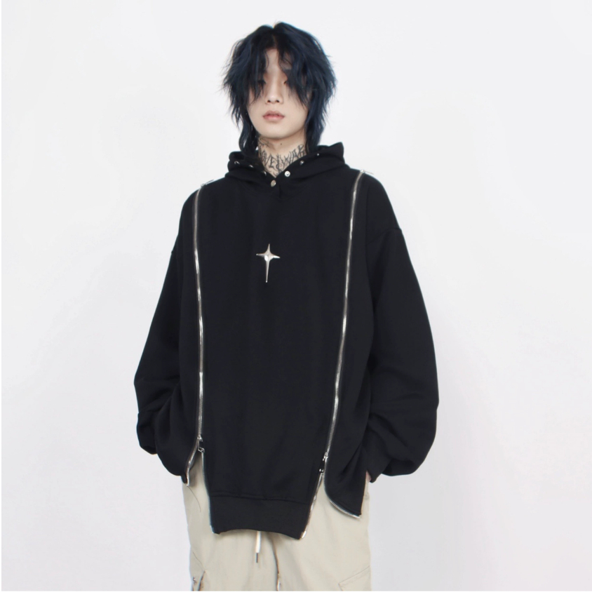 Mới áo hoodie nam cotton Dáng Rộng Có Khóa Kéo áo hoodie nữ Thời Trang áo hoodie unisex retro Mỹ  Áo Khoác hoodie Nam Nữ