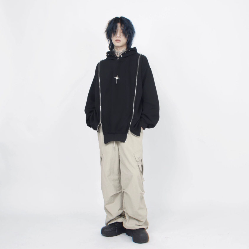 Mới áo hoodie nam cotton Dáng Rộng Có Khóa Kéo áo hoodie nữ Thời Trang áo hoodie unisex retro Mỹ  Áo Khoác hoodie Nam Nữ