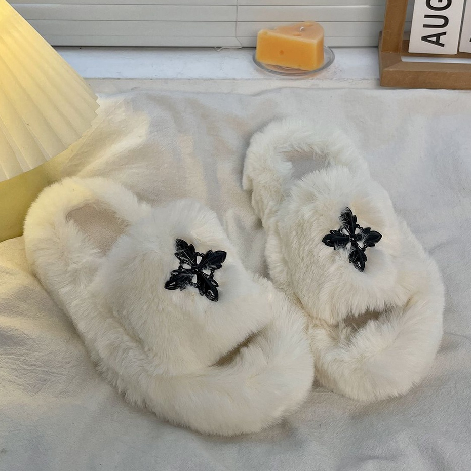 HHH Dép Lông chữ thập dép đế cao 3cm 2023NEW dép đi mùa đông  Xinh Xắn