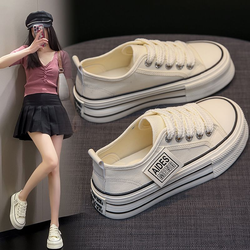 .Giày Thể Thao Vải Bạt Thời Trang Hàn Cho Nữ Giày Thể Thao Đế Dày Thời Trang Mùa Hè Cho Nữ Giày Thể Thao Thoáng Khí Thời Trang Năng Động Giày Vải Phù Hợp Với Học Sinh Với Giày Vải