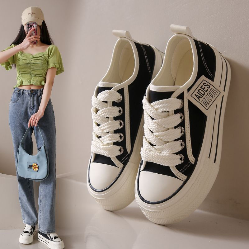 .Giày Thể Thao Vải Bạt Thời Trang Hàn Cho Nữ Giày Thể Thao Đế Dày Thời Trang Mùa Hè Cho Nữ Giày Thể Thao Thoáng Khí Thời Trang Năng Động Giày Vải Phù Hợp Với Học Sinh Với Giày Vải