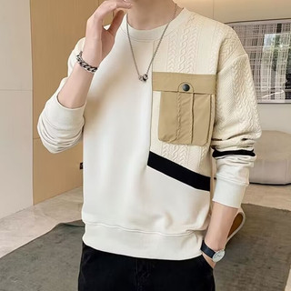  Khâu Túi Áo Nam 3 Màu M-3XL Xuân Thu Phố Mặc Áo Thun Cổ Tròn Đáy Trong Áo Sơ Mi 