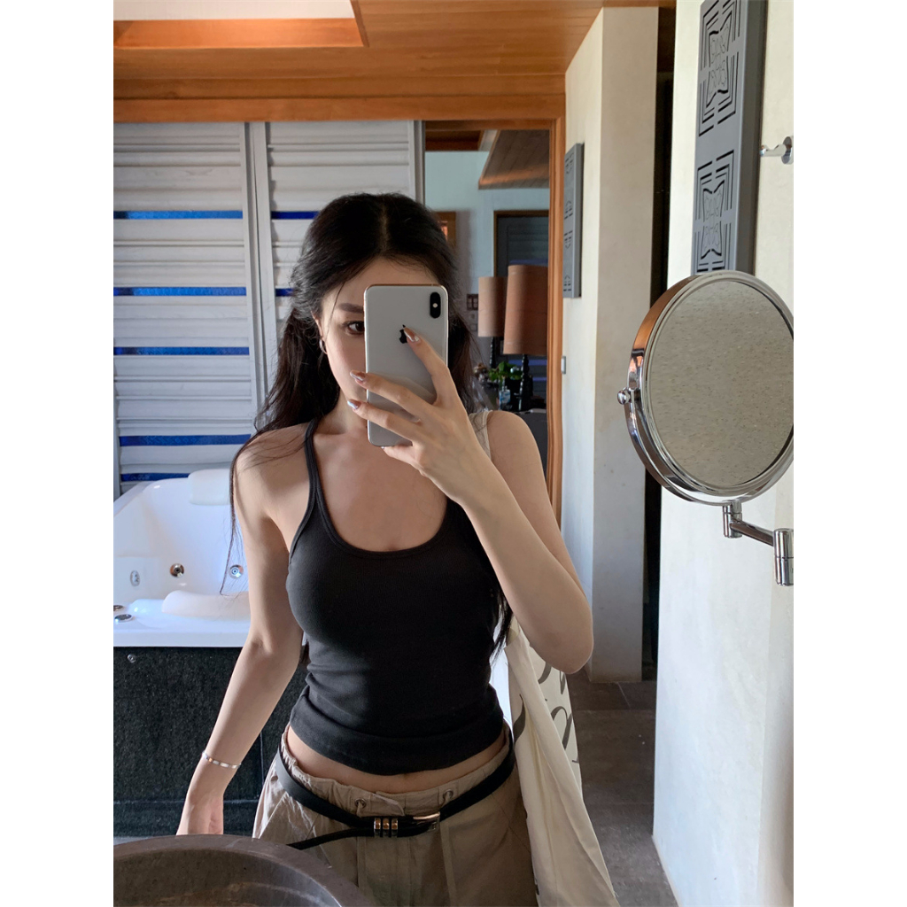 Áo Hai Dây Dáng Ngắn Màu Trơn Gợi Cảm Cho Nữ   HZFWC8238