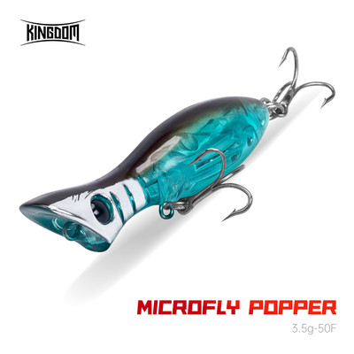 Kingdom MICROFLY POPPER Mồi Câu Cá 50mm 3.5g Nổi Popper ABS Mồi Cứng Topwater Twitch Va Chạm Nước Dính Mồi Ánh Sáng Cho Các Loài Cá Nhỏ Và Vừa
