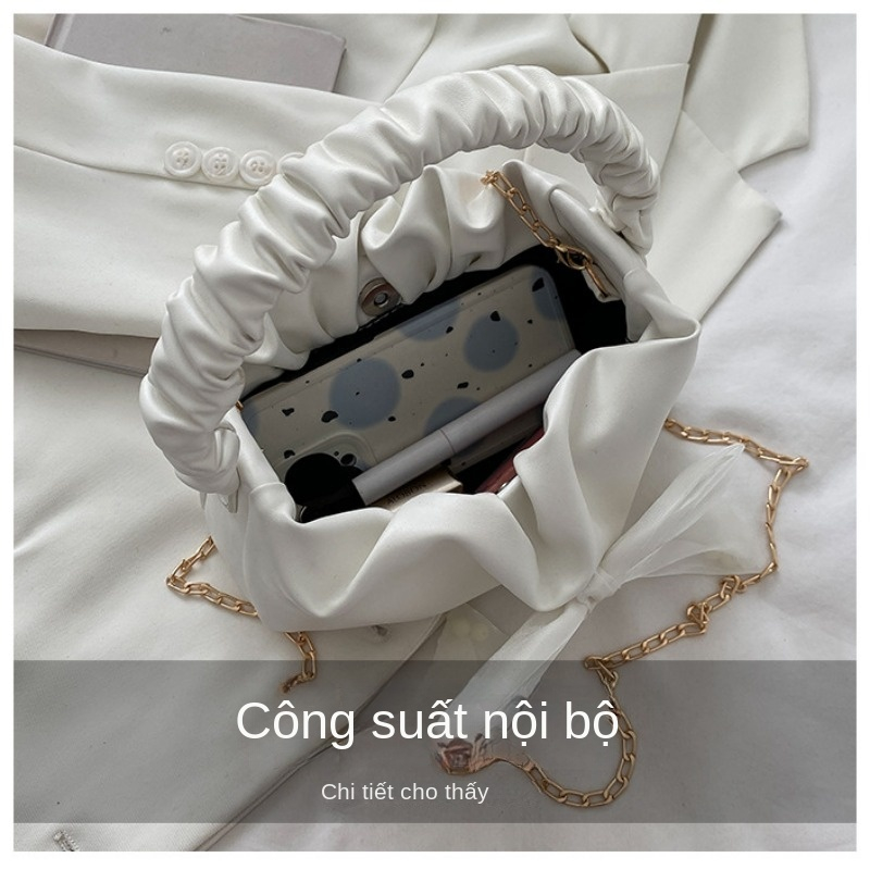 Túi Đeo Vai Hình Đám Mây Đính Nơ Màu Trơn Đơn Giản NB00029