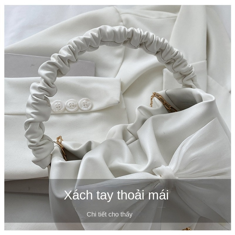 Túi Đeo Vai Hình Đám Mây Đính Nơ Màu Trơn Đơn Giản NB00029