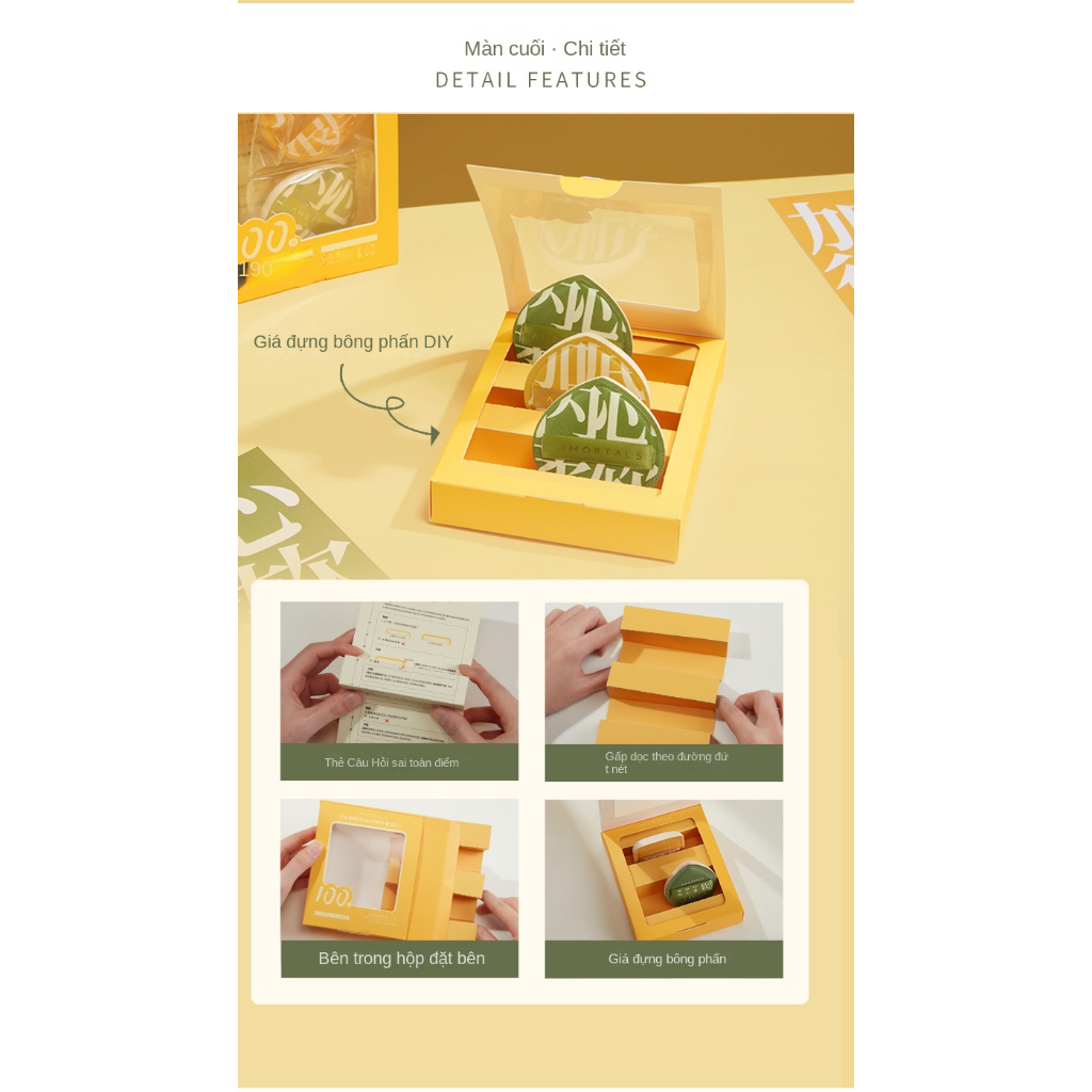 Mút trang điểm AMORTALS siêu mềm đánh phấn nước/ kem nền không ăn phấn chuyên dụng