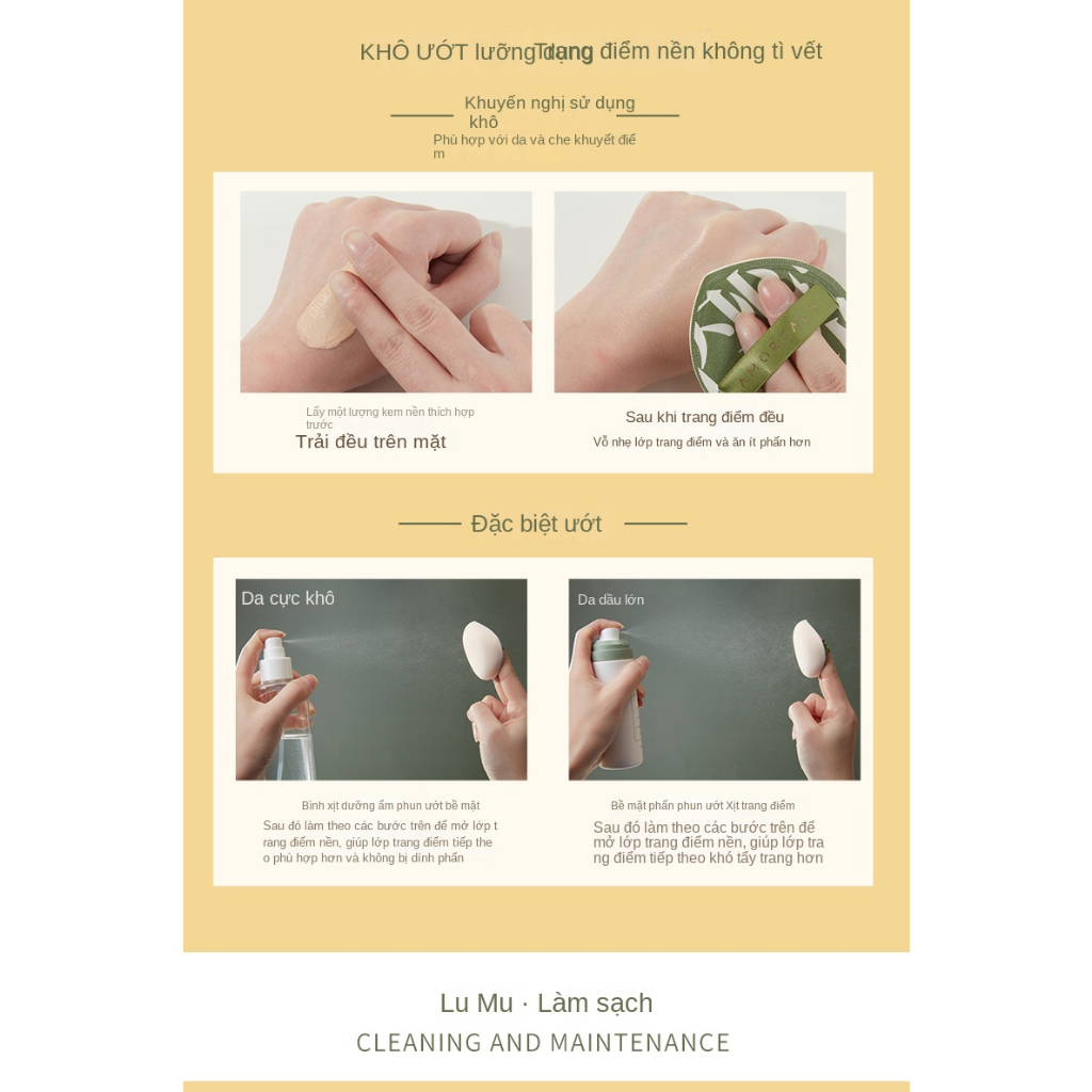 Mút trang điểm AMORTALS siêu mềm đánh phấn nước/ kem nền không ăn phấn chuyên dụng