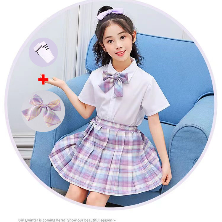 Chân Váy Xếp Ly Lưng Cao Phong Cách Nhật Bản Thời Trang Mùa Hè Cho Bé Gái