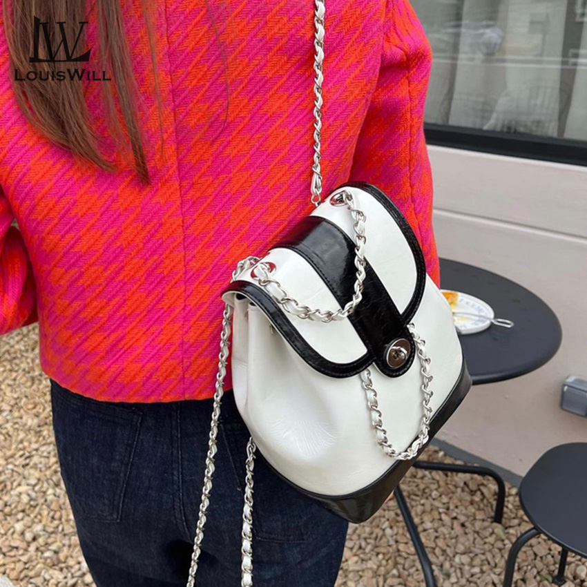 Louiswill Túi Xách Da Bóng Dây Xích Đeo Vai Thời Trang Cho Nữ