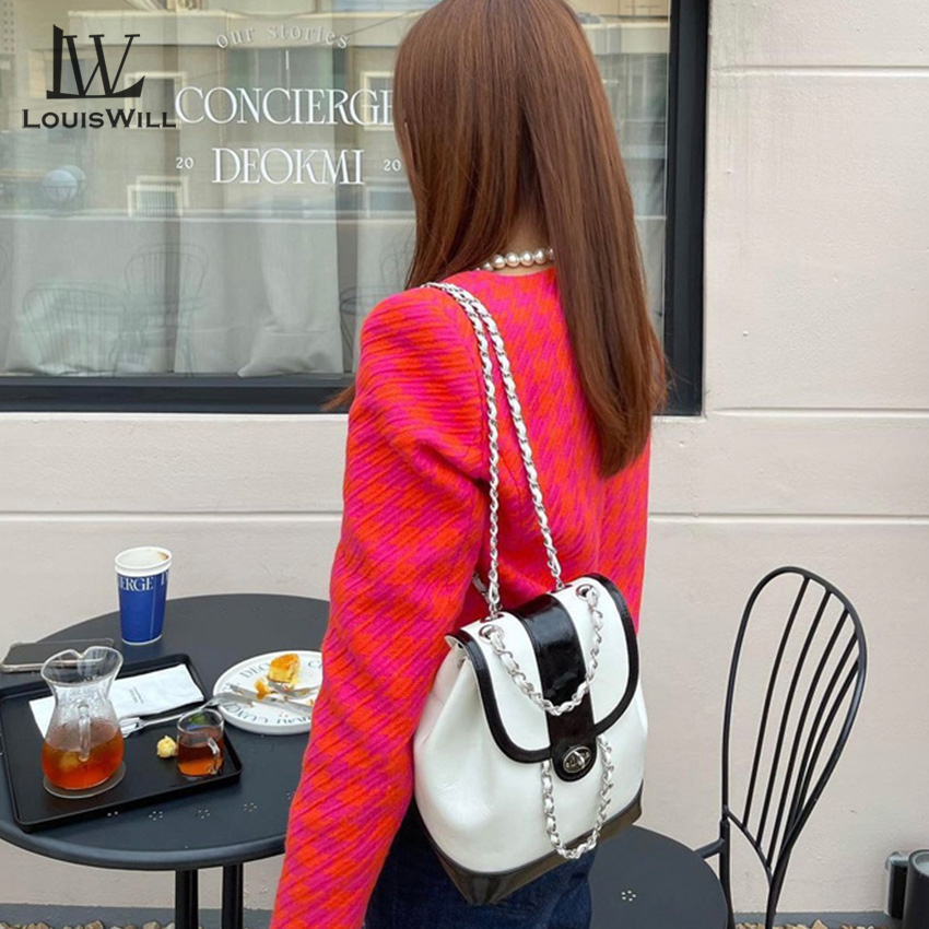 Louiswill Túi Xách Da Bóng Dây Xích Đeo Vai Thời Trang Cho Nữ