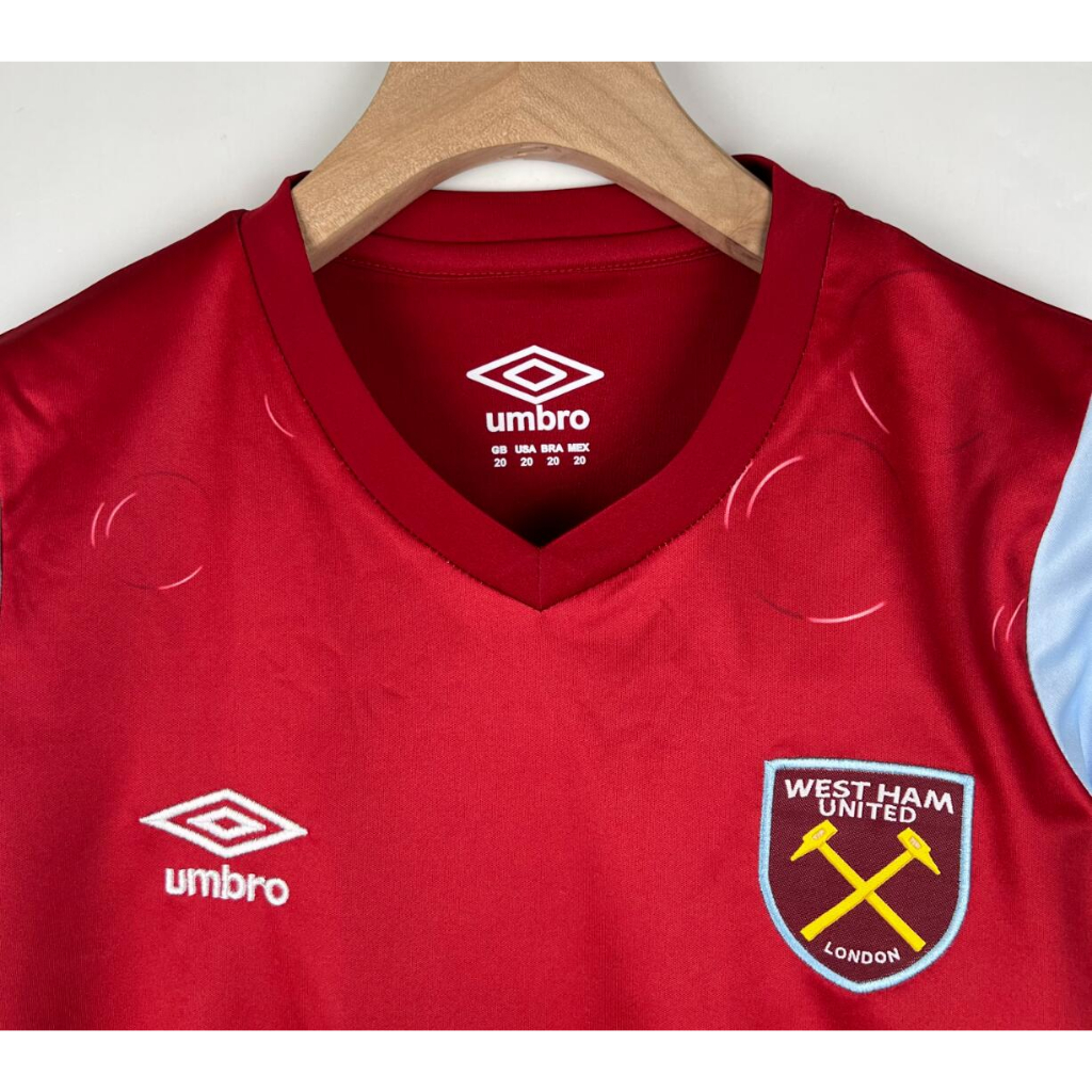 Bộ Quần Áo Bóng Đá Màu Đỏ Số 23 / 24 Đội Tây ham Trẻ Trung Năng Động Cho Bé