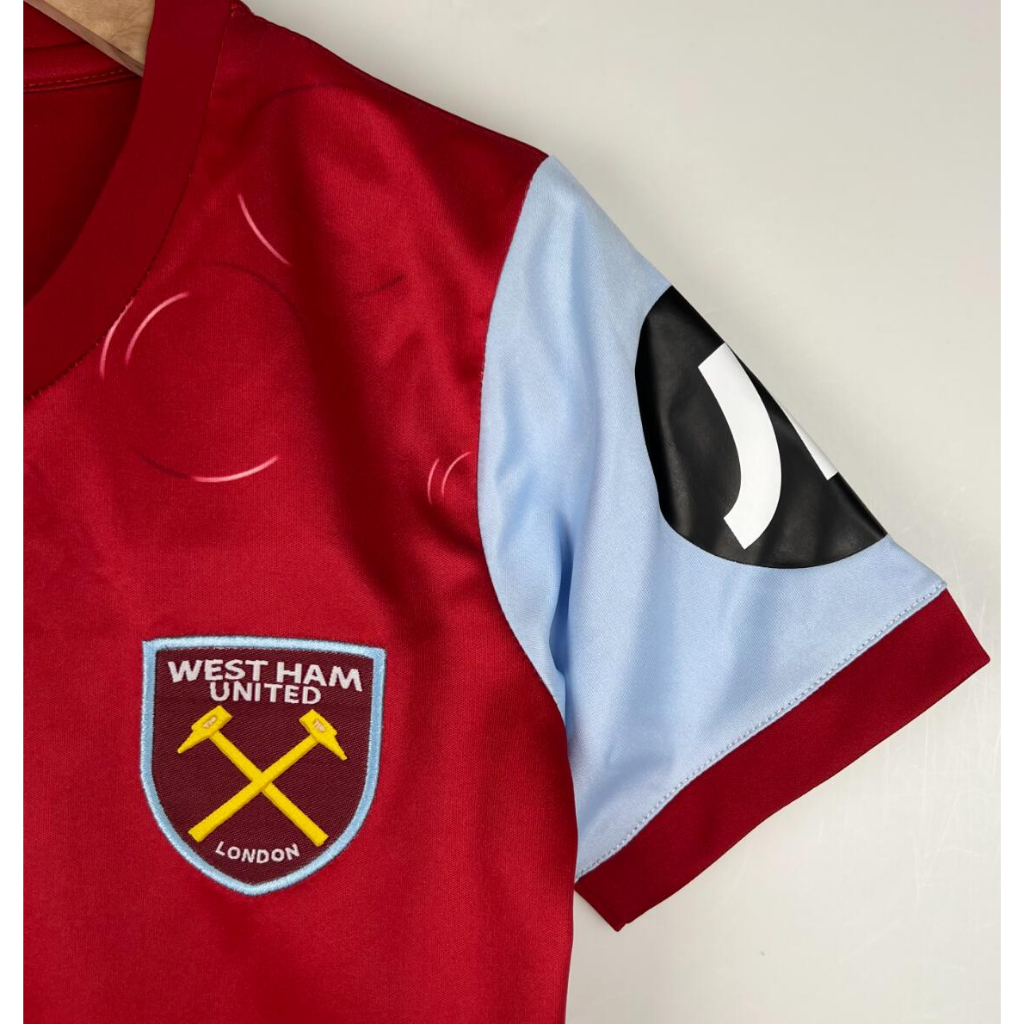 Bộ Quần Áo Bóng Đá Màu Đỏ Số 23 / 24 Đội Tây ham Trẻ Trung Năng Động Cho Bé