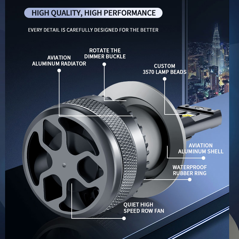 Autoche Đèn Pha led h7 h4 h1 h8 h11 hb3 hb4 9005 9006 9012 6000k 200w 50000lm Tự Động Phá Sương Mù 12v Cho Xe Hơi
