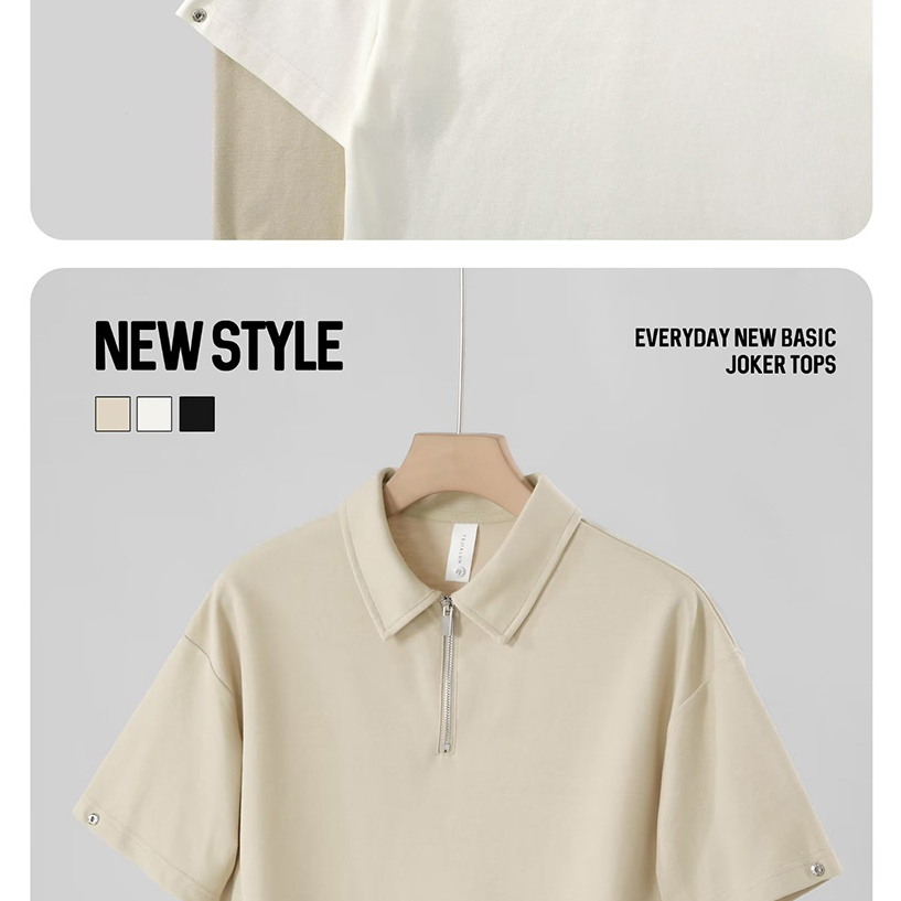 Áo thun polo tay ngắn màu trơn đơn giản thời trang hè phong cách Nhật Bản cho nam