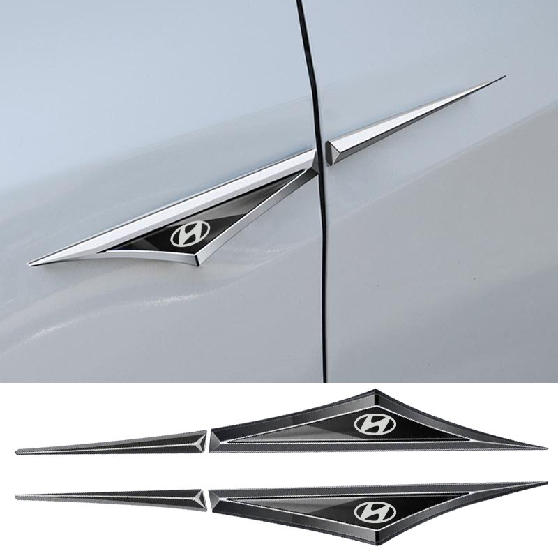 Hyundai ô tô thép không gỉ Blade Side Tag trang trí Sticker i10 Kona Getz Accent Elantra Tousheng I30 Santafe Creta bên ngoài trang trí dải sáng Sticker