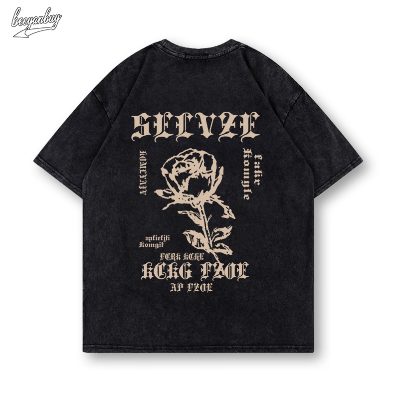 Áo thun nam BEEYANBUY A2838 100% cotton wash form rộng vintage unisex ulzzang