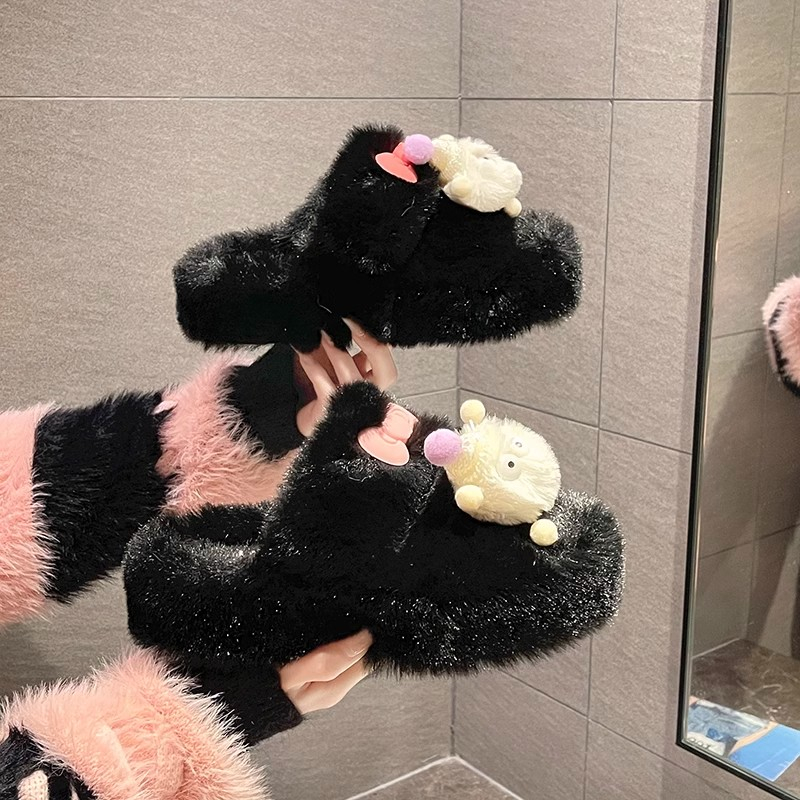 HHH Dép Lông Đế Dày dép bông đi mùa đông quai ngang Thoải Mái Xinh Xắn B92H0I8 37Z230910