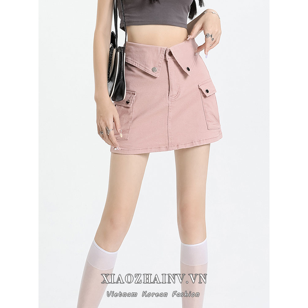 Xiaozhinv Chân váy jean mini Lưng Cao Thời Trang Quyến Rũ Cho Nữ
