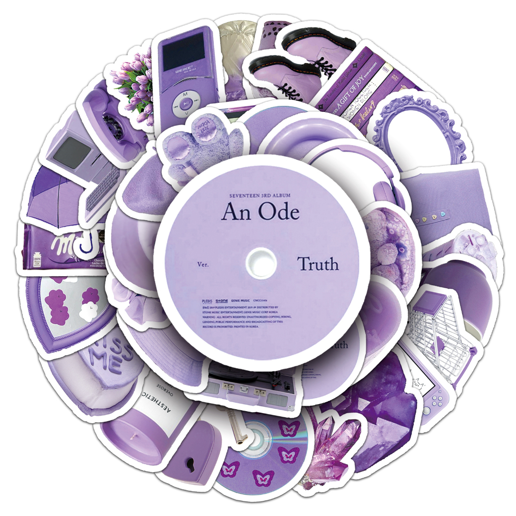 Bộ 50 Miếng Dán Màu Tím Phong Cách Cổ Điển Độc Đáo Chống Thấm Nước Trang Trí Xe Hơi / Nhà Cửa diy