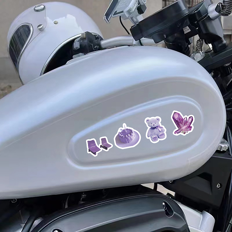 Bộ 50 Miếng Dán Màu Tím Phong Cách Cổ Điển Độc Đáo Chống Thấm Nước Trang Trí Xe Hơi / Nhà Cửa diy