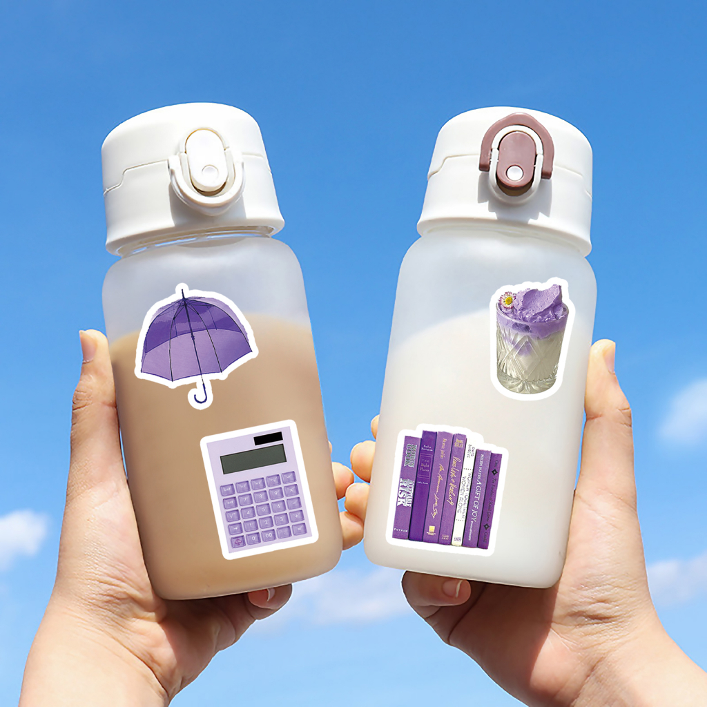 Bộ 50 Miếng Dán Màu Tím Phong Cách Cổ Điển Độc Đáo Chống Thấm Nước Trang Trí Xe Hơi / Nhà Cửa diy