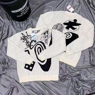 Stussy Áo sweater Dệt Kim oversized In Chữ xni * e