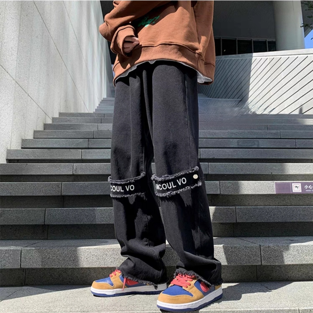 Esea Quần Jean Dài Dáng Suông Rộng Phong Cách harajuku Nhật Bản Thời Trang Cho Nam Và Nữ