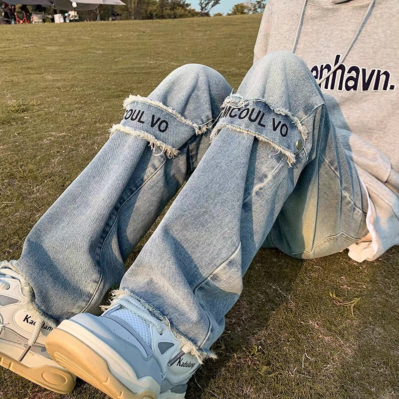 Esea Quần Jean Dài Dáng Suông Rộng Phong Cách harajuku Nhật Bản Thời Trang Cho Nam Và Nữ