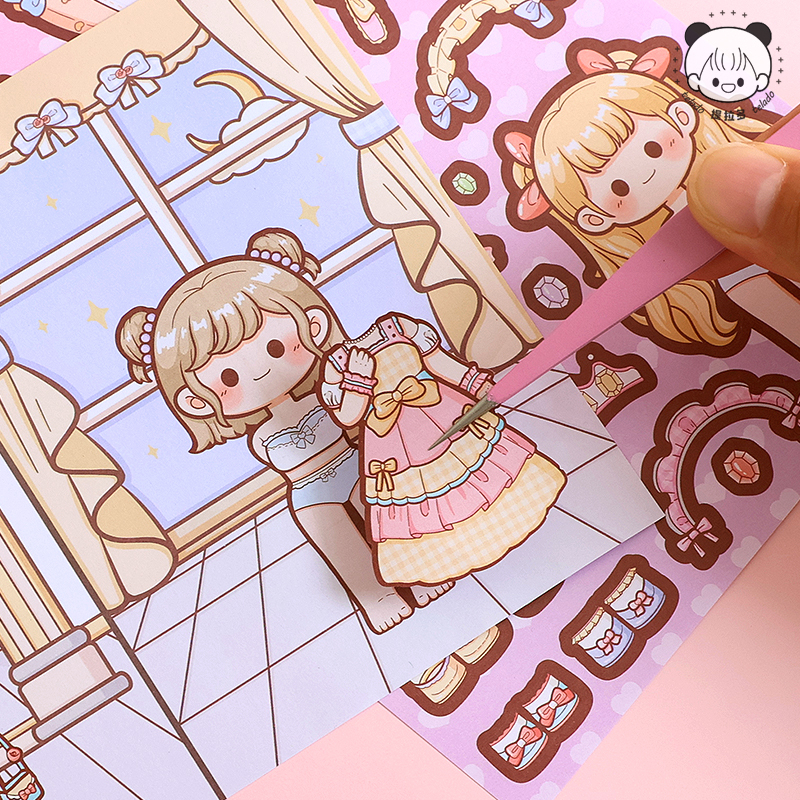 Mr. Paper 12 vé/túi Dán nhãn Công chúa đáng yêu Trái Tim của cô gái Nhân vật game stickers Sinh viên giải nén Thiết kế sáng tạo Tài liệu dán bàn tay DIY Quà tặng trẻ em Đã được cắt