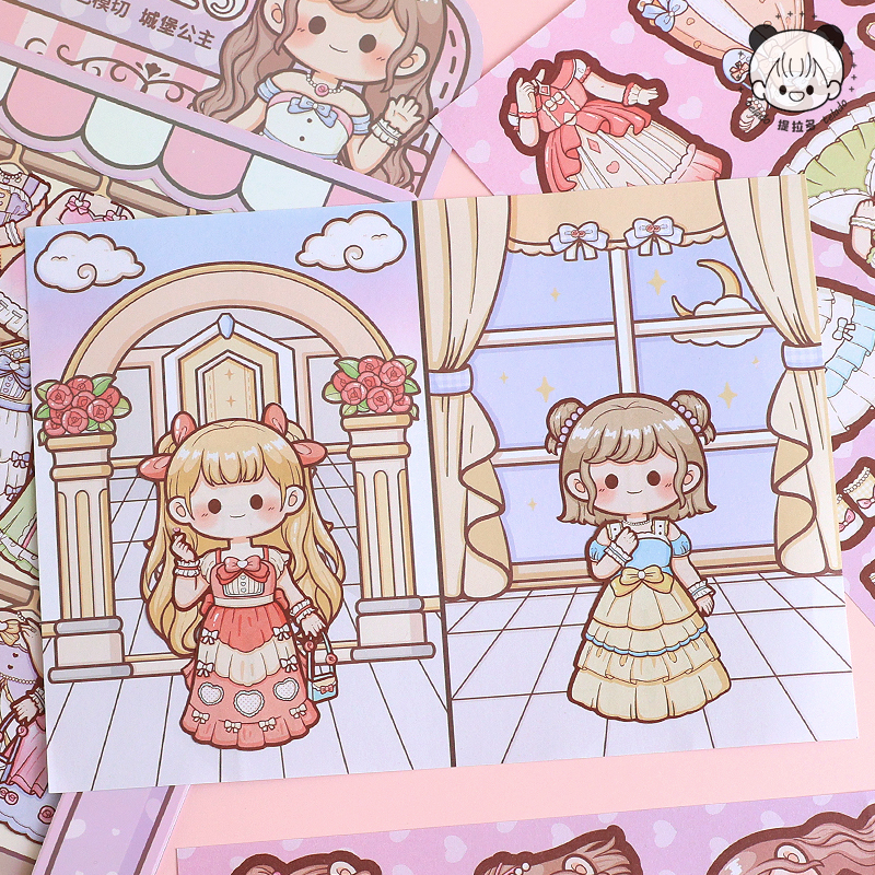 Mr. Paper 12 vé/túi Dán nhãn Công chúa đáng yêu Trái Tim của cô gái Nhân vật game stickers Sinh viên giải nén Thiết kế sáng tạo Tài liệu dán bàn tay DIY Quà tặng trẻ em Đã được cắt