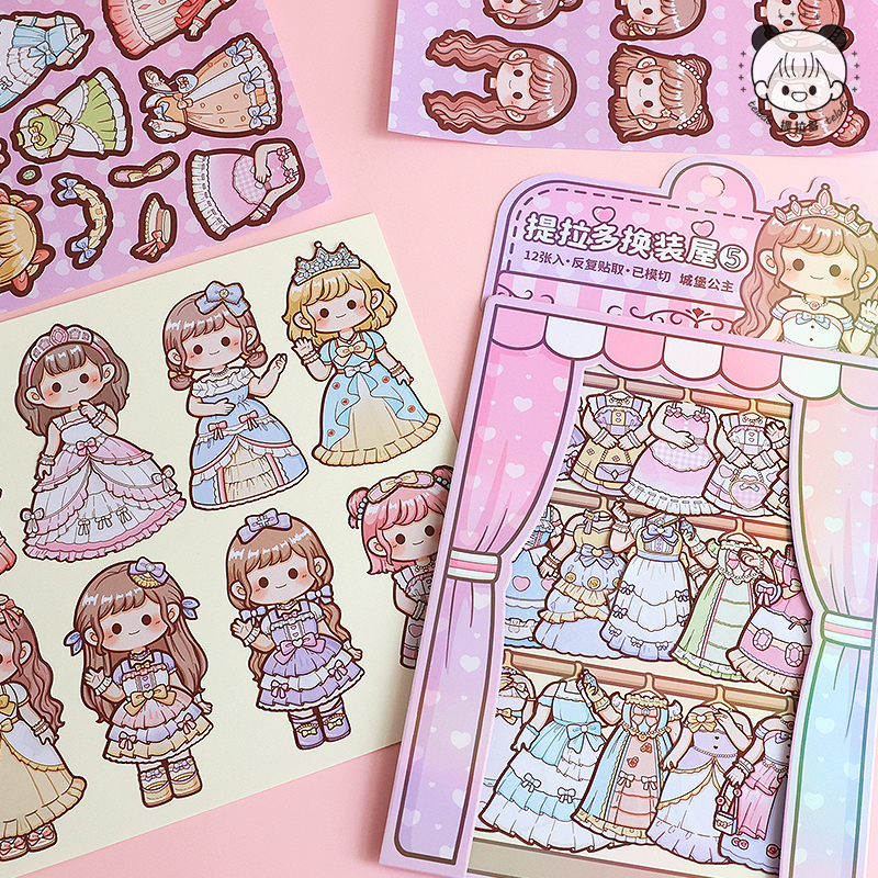 Mr. Paper 12 vé/túi Dán nhãn Công chúa đáng yêu Trái Tim của cô gái Nhân vật game stickers Sinh viên giải nén Thiết kế sáng tạo Tài liệu dán bàn tay DIY Quà tặng trẻ em Đã được cắt