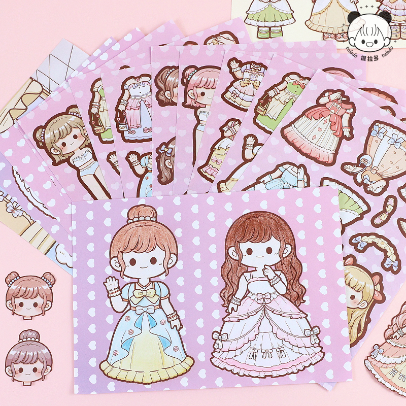 Mr. Paper 12 vé/túi Dán nhãn Công chúa đáng yêu Trái Tim của cô gái Nhân vật game stickers Sinh viên giải nén Thiết kế sáng tạo Tài liệu dán bàn tay DIY Quà tặng trẻ em Đã được cắt