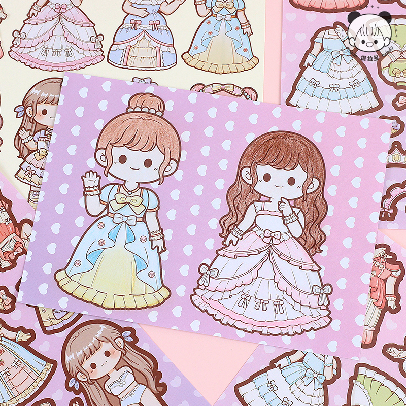 Mr. Paper 12 vé/túi Dán nhãn Công chúa đáng yêu Trái Tim của cô gái Nhân vật game stickers Sinh viên giải nén Thiết kế sáng tạo Tài liệu dán bàn tay DIY Quà tặng trẻ em Đã được cắt