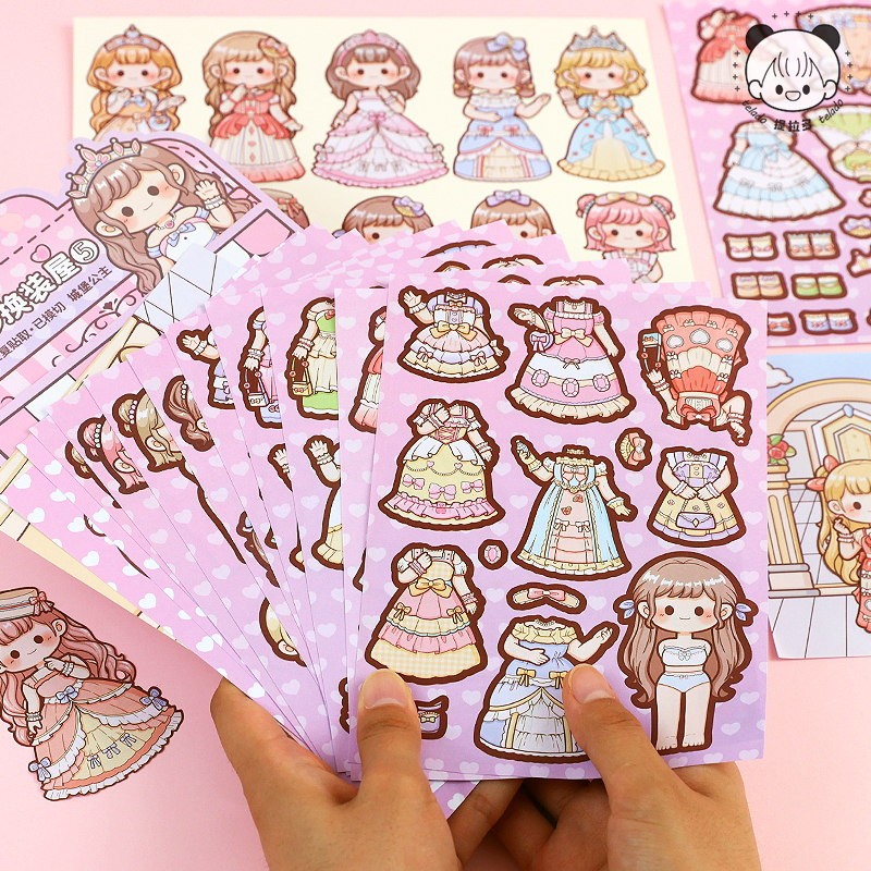 Mr. Paper 12 vé/túi Dán nhãn Công chúa đáng yêu Trái Tim của cô gái Nhân vật game stickers Sinh viên giải nén Thiết kế sáng tạo Tài liệu dán bàn tay DIY Quà tặng trẻ em Đã được cắt
