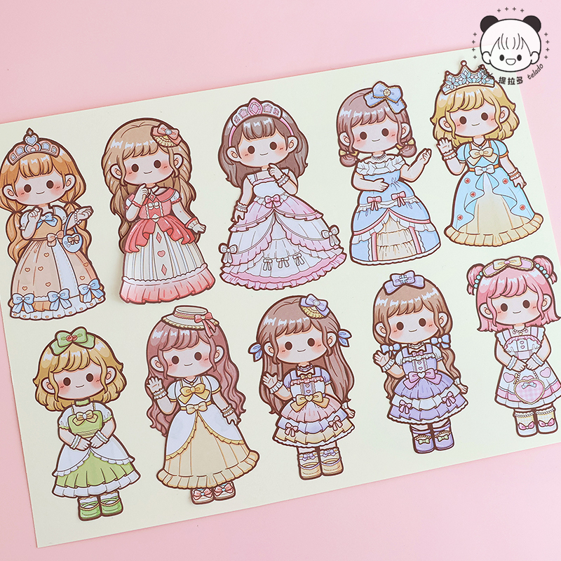 Mr. Paper 12 vé/túi Dán nhãn Công chúa đáng yêu Trái Tim của cô gái Nhân vật game stickers Sinh viên giải nén Thiết kế sáng tạo Tài liệu dán bàn tay DIY Quà tặng trẻ em Đã được cắt