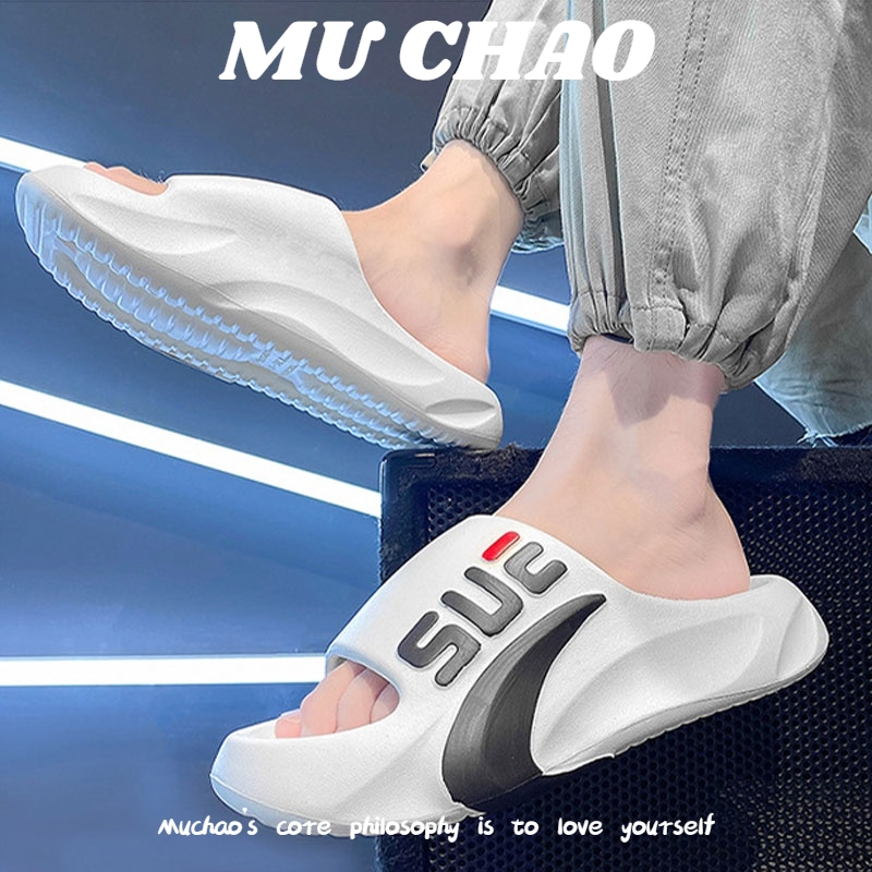 MUCHAO Dép Quai Ngang Đế Bằng Chống Trượt Thời Trang Cho Nam