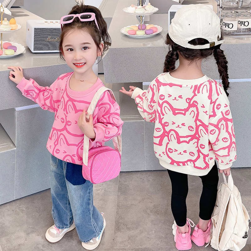 Áo sweater Tay Dài Màu Hồng Thời Trang Mùa Thu Mới Cho Bé Gái