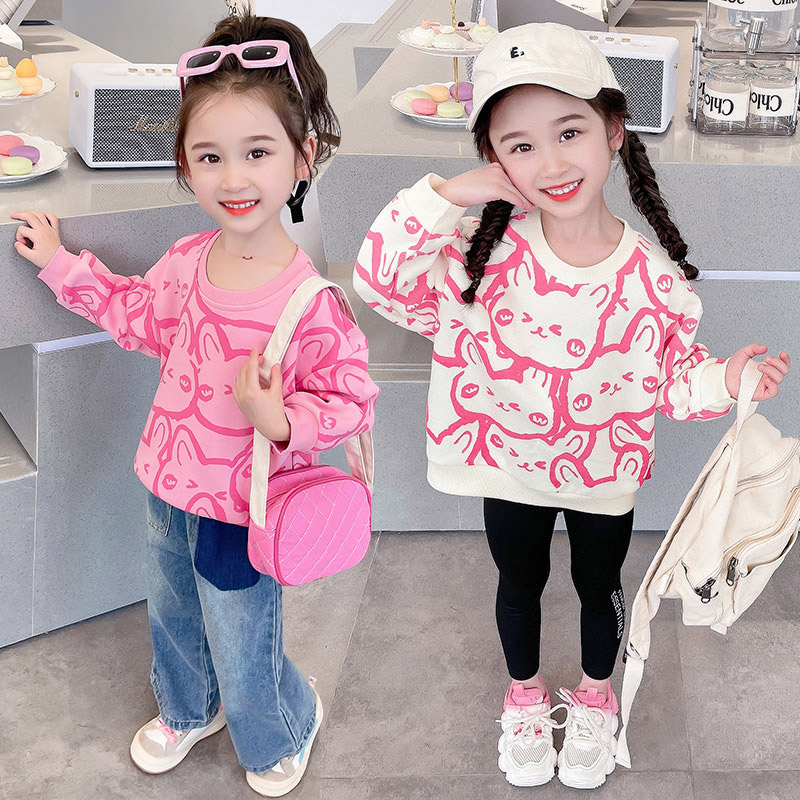 Áo sweater Tay Dài Màu Hồng Thời Trang Mùa Thu Mới Cho Bé Gái