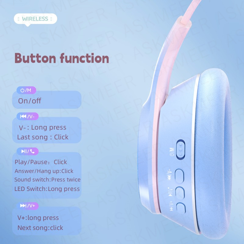 Tai Nghe Chụp Tai bluetooth 5.3 Không Dây Có Micro Hỗ Trợ Thẻ tf Jack 3.5mm Điện Thoại