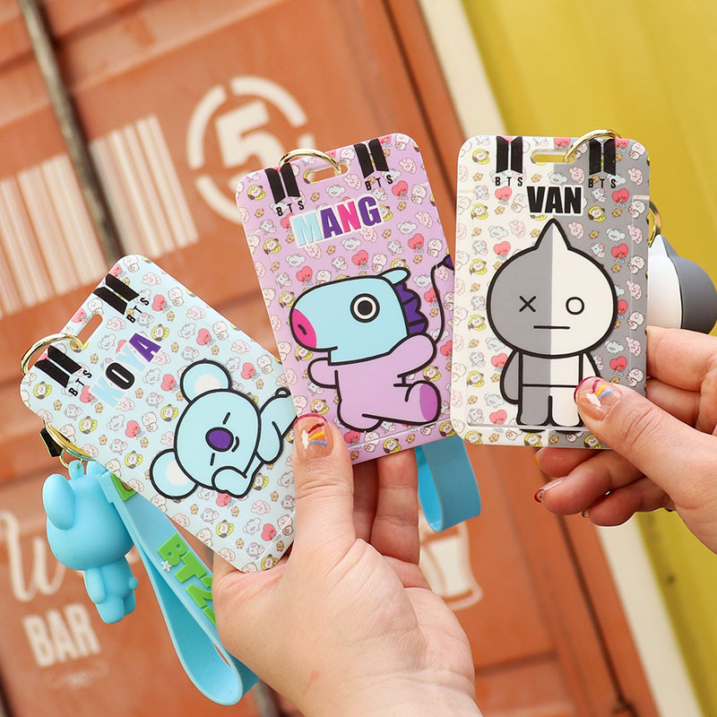 Ví Đựng Thẻ id / Thẻ id / Chìa Khóa Họa Tiết Hoạt Hình bt21 3d Dễ Thương Kèm Móc Khóa Tiện Dụng