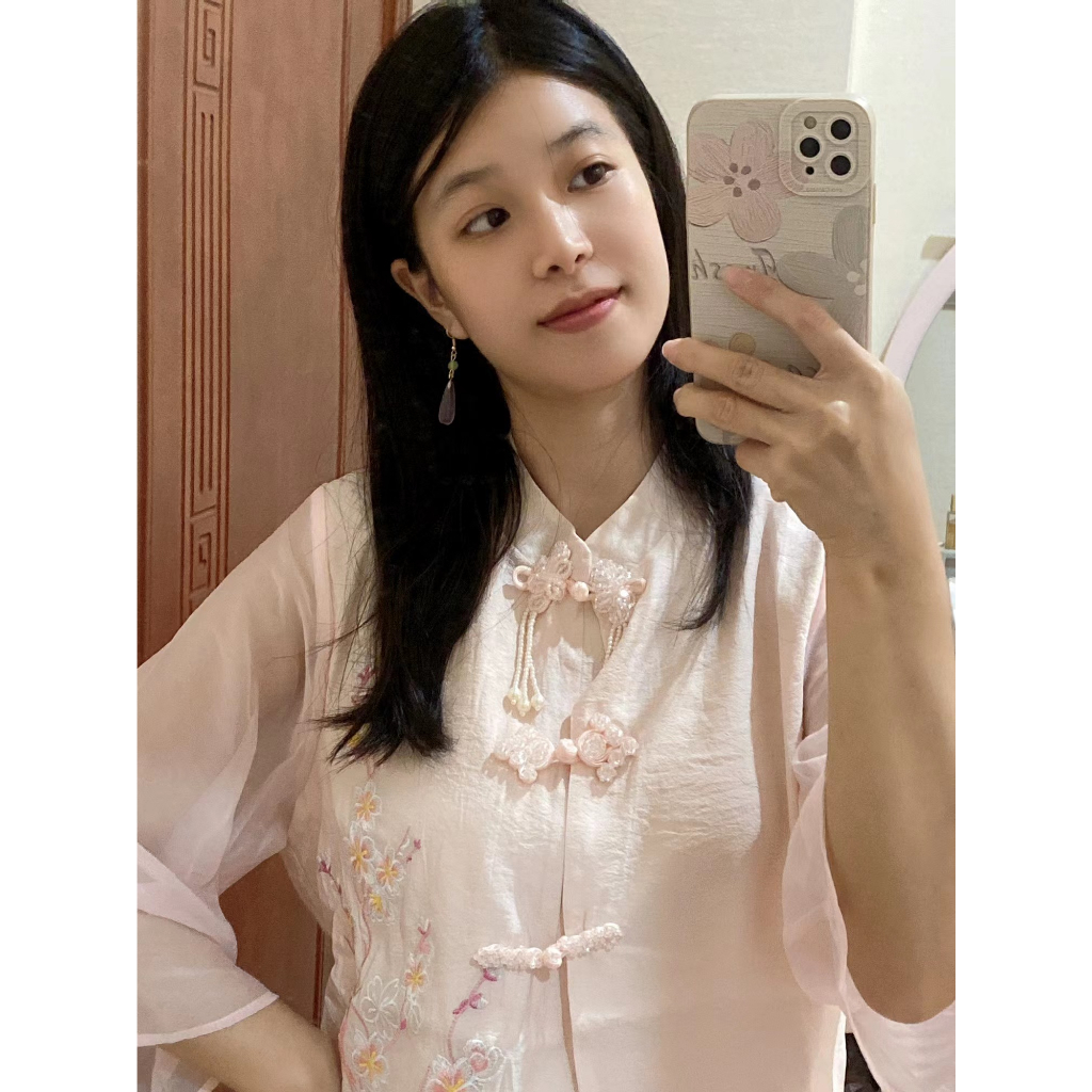 Bộ Áo Sơ Mi + Chân Váy Chữ a Lưng Cao Màu Trắng Phong Cách Trung Hoa Thời Trang Xuân Hè Hàng Mới 2023 Dành Cho Bạn Nữ