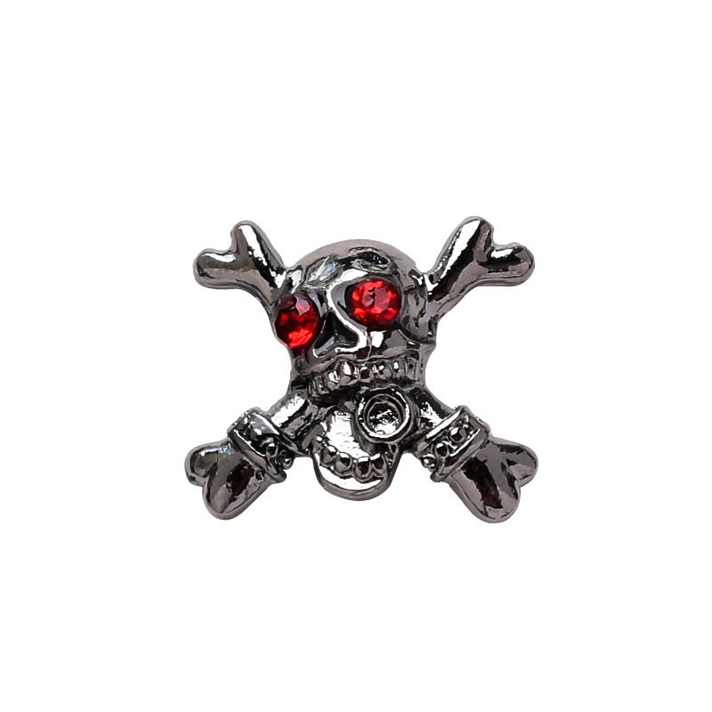 Net red Móng Tay Giả Kim Loại Màu Đỏ Đen Hình Xương Nhện Thánh Giá Hóa Trang halloween