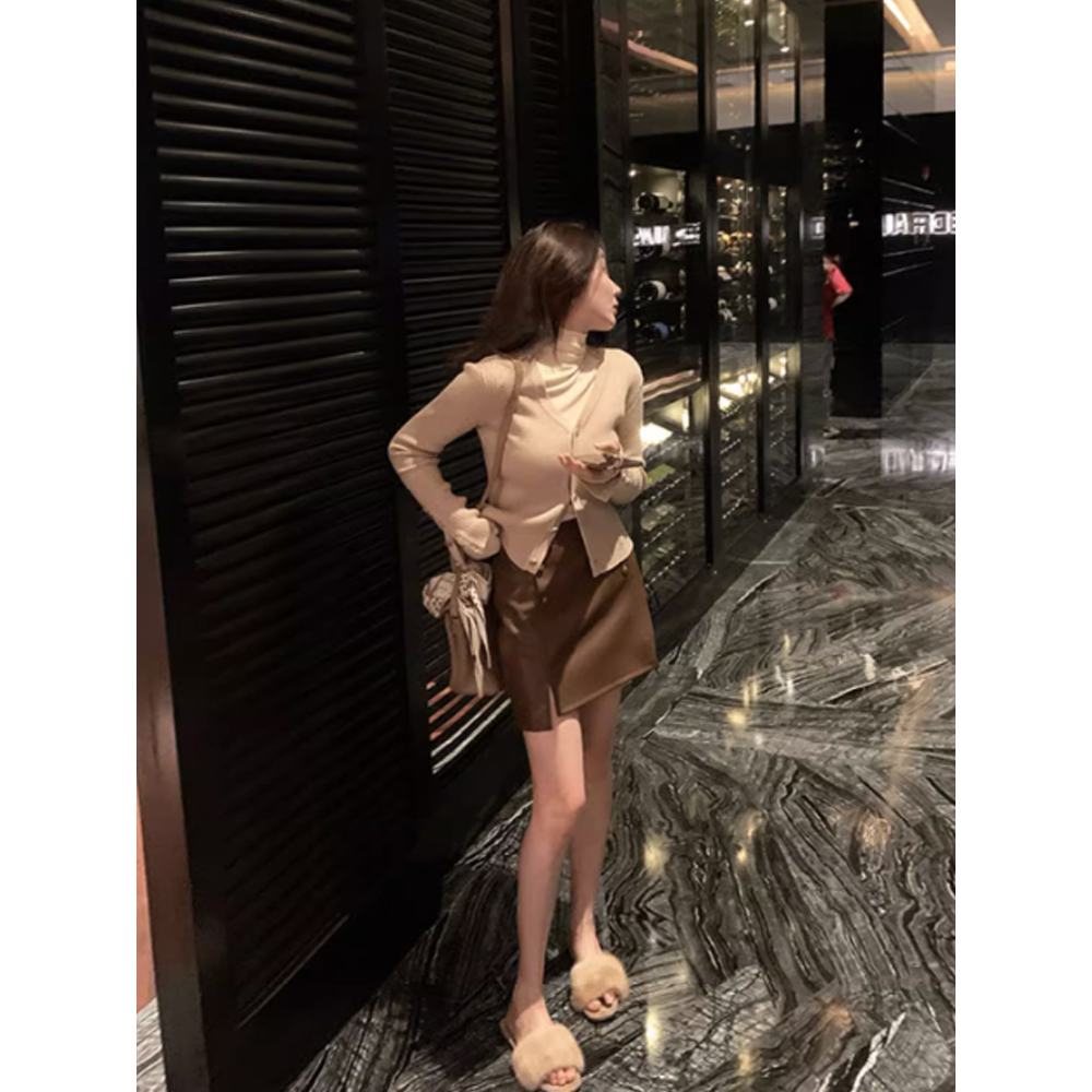 Cocory vn Áo cardigan Dệt Kim Tay Dài Dáng Ôm Phong Cách Hàn Quốc Thời Trang Mùa Thu Cho Nữ