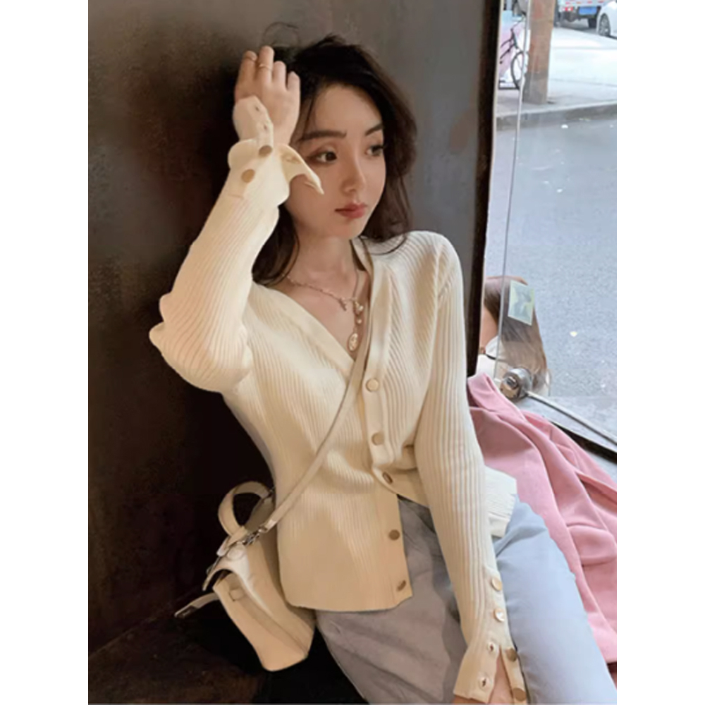 Cocory vn Áo cardigan Dệt Kim Tay Dài Dáng Ôm Phong Cách Hàn Quốc Thời Trang Mùa Thu Cho Nữ