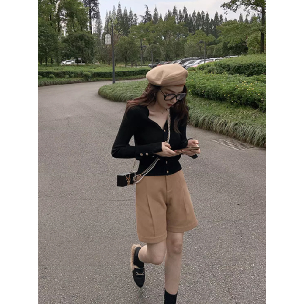 Cocory vn Áo cardigan Dệt Kim Tay Dài Dáng Ôm Phong Cách Hàn Quốc Thời Trang Mùa Thu Cho Nữ