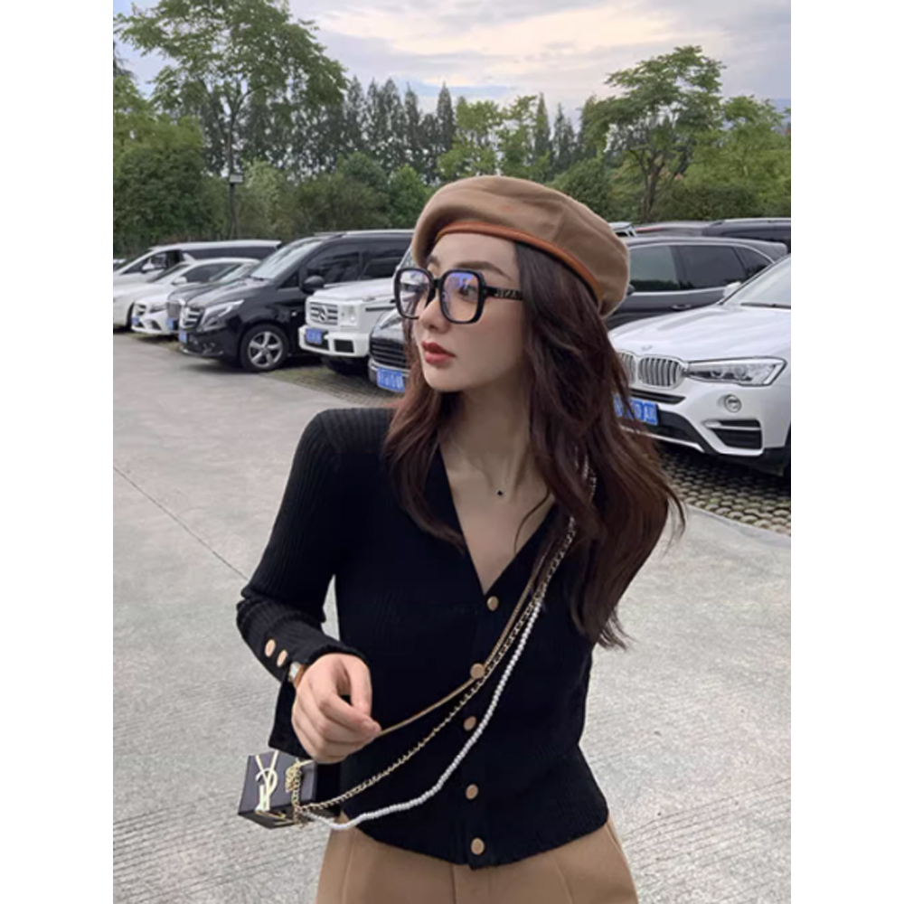 Cocory vn Áo cardigan Dệt Kim Tay Dài Dáng Ôm Phong Cách Hàn Quốc Thời Trang Mùa Thu Cho Nữ